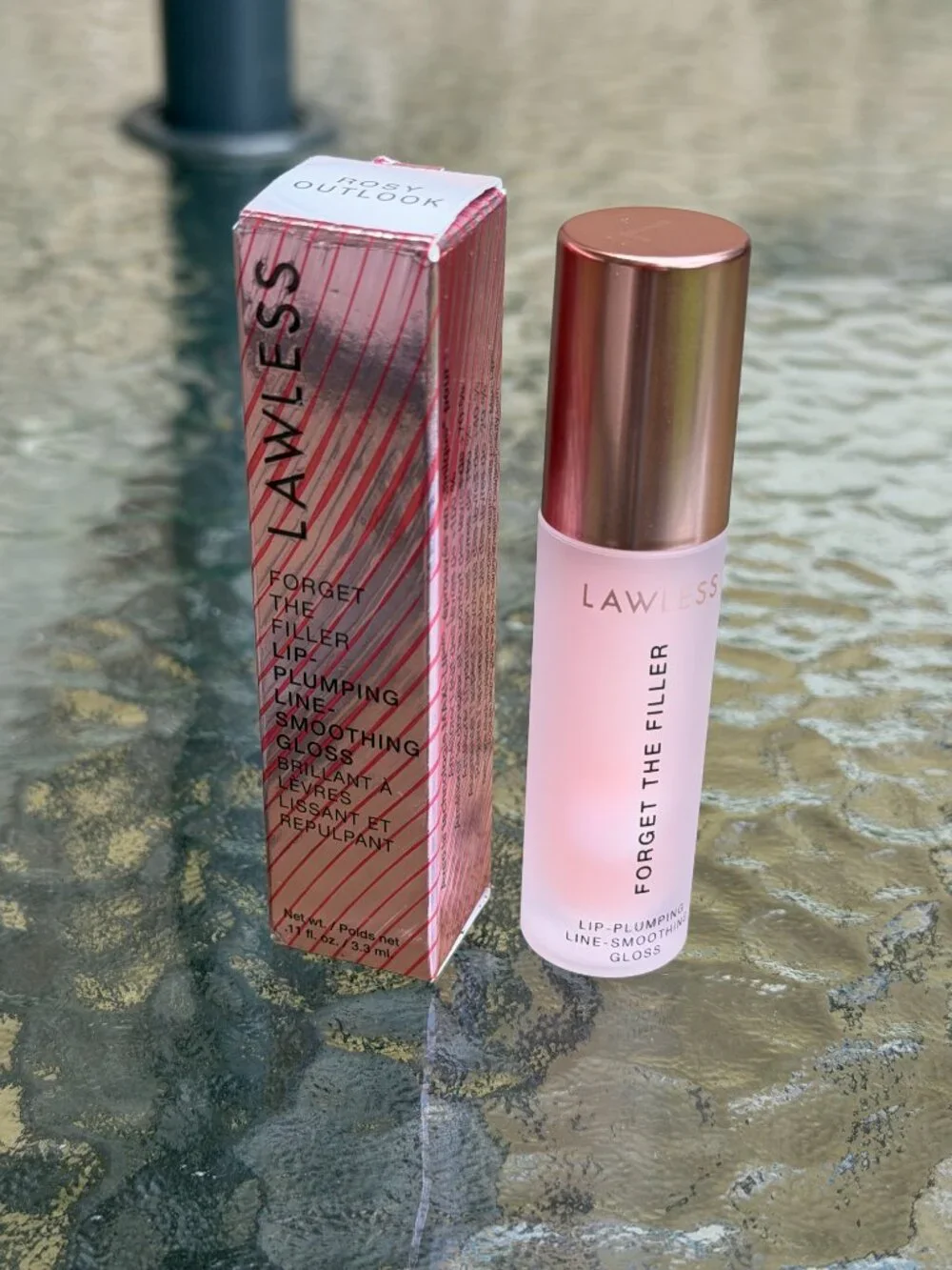 BRAND NEW!  LAWLESS Forget The Filler Lip Plumper Smoothing Gloss - Rosy Outlook